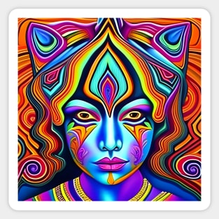 Catgirl DMTfied (16) - Trippy Psychedelic Art Sticker